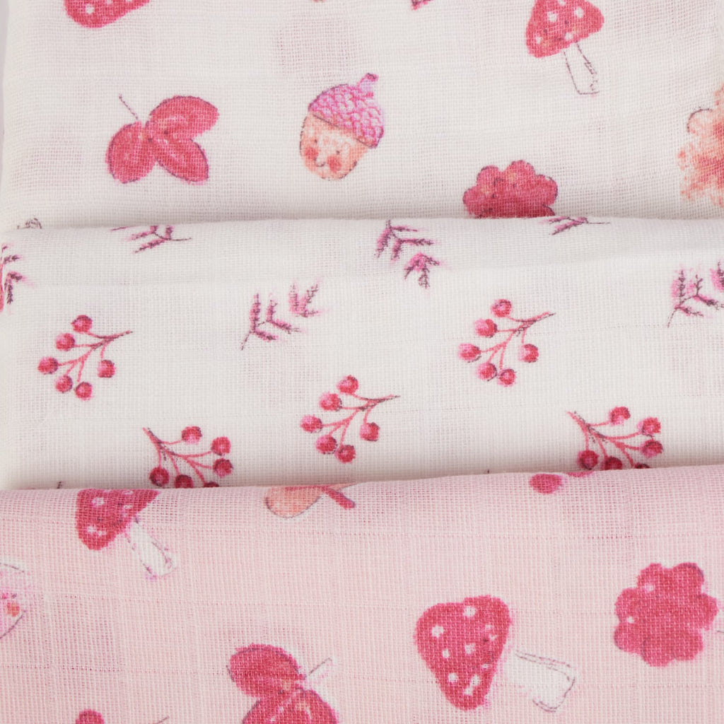 Pure Baby Muslin Cloth 3 Pack - Pink, product image 2