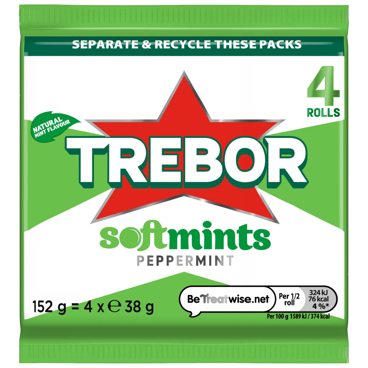 Trebor Softmints Peppermint Mints Rolls 4 Pack 152g